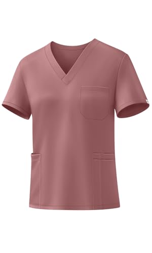 Image of V-Neck Scrub Tops for Women, Stretch 4-Pocket Nurse Uniform