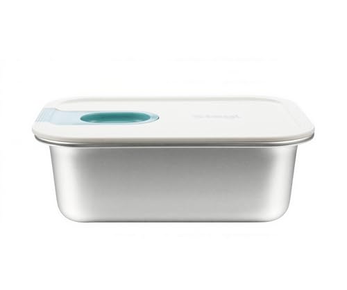 Image of STEGL 1050ml Rectangle Glide-ease Stainless Steel Food Storage Container | Premium 304 Grade Stainless Steel Base | One-Handed Easy-Slide Unlock Lid with Pull-Ring | Airtight & Leak-Proof