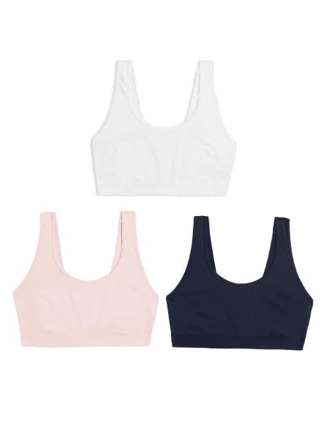 Image of Marks & Spencer 3pk Non Wired Crop Tops