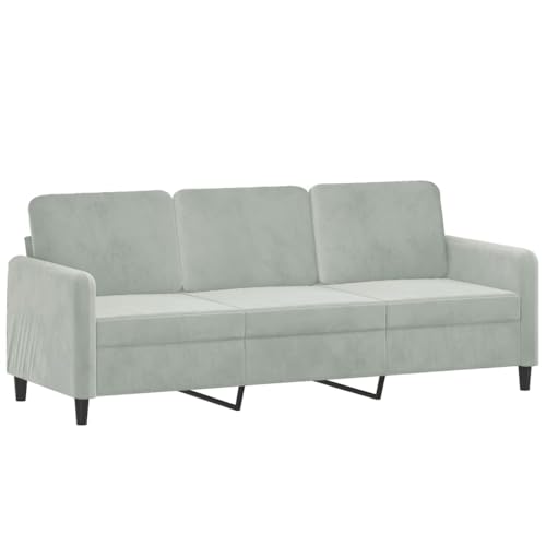 IKAYAA 3-Sitzer Sofa, Couch 3-Sitzer, 3er Sofa, Wohnzimmer Sofa, Hellgrau 180 cm Samt – Bild 3