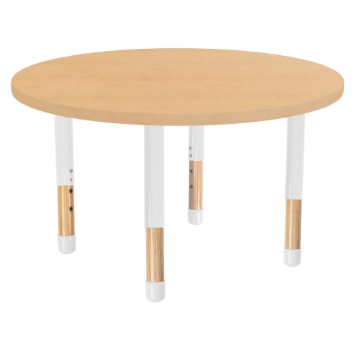 Image of 36 inch x 36 inch Round Kids Classroom Table with Adjustable Chunky Wood Legs