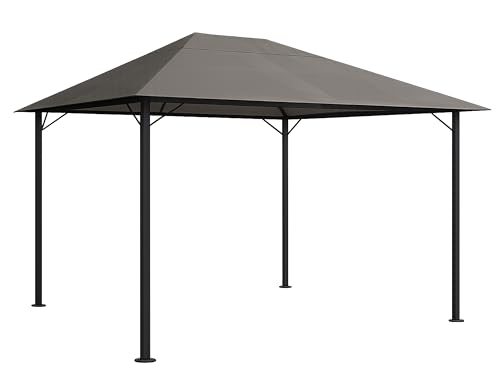 QUICK STAR Pavillon Tonnelle de Jardin en métal Bruin Gris 3 x 4 m