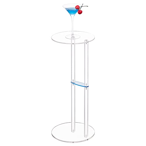 Aquiver Small Acrylic Drink Table - Minimalist Martini Table For Small Spaces - Small Round Side Table For Living Room, Bedroom, Balcony - 9'' L X 9'' W X 23'' H #TOP19