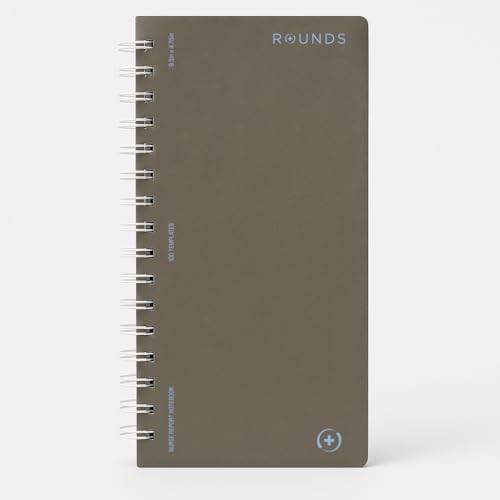 Image of Rounds Nurse Brain Notebook (9.5 inch x 4.75 inch) - 100 Patient Templates & SBAR Shift Handoffs - Essential Clinical Notebook for Nursing School - RN Accessories & Nurse Appreciation Gift