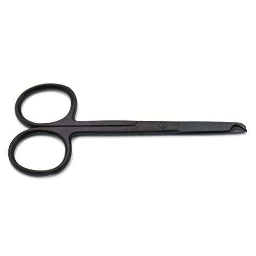 Image of 3.5 inch Stitch Scissors with Black Color Coating - Premium Quality Instrument- Delicate Hook - Perfect for Suture Removal, First Aid, EMS Training (Straight)