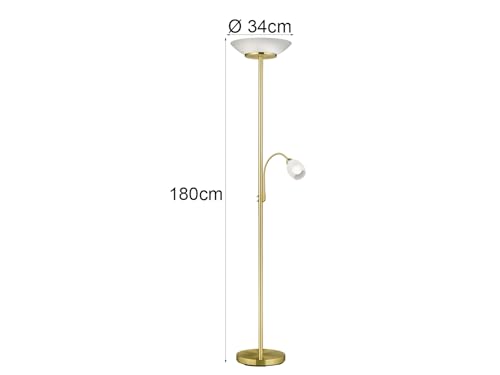 Lámpara de pie Gerry R40063108 en latón mate y cristal blanco de diseño sofisticado 5