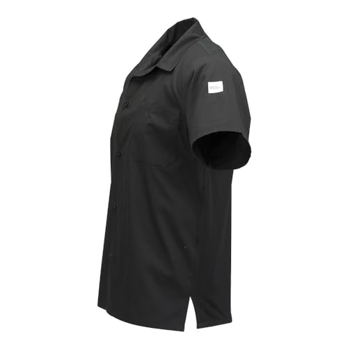 Image of Mercer Culinary M60200BK8X Millennia Men's Cook Shirt with Wicking Mesh Back, 8X-Large, Black