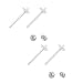 10 Pairs Sterling Silver Earring Posts | Stud Earrings 4mm Small Setting Pearl Cup with Earnut Safety Clutches Backs SS196