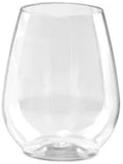 EcoQuality 4 oz Clear Stemless Plastic Wine Glass – Disposable, Durable and Reusable Cups for Cocktail Tastings, Party Drinks, Weddings, Bars, Catering, and Special Events (40)