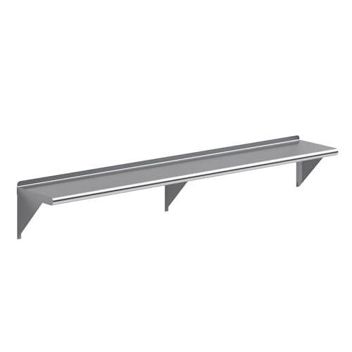 Image of AmGood 72 inch Long X 12 inch Deep Stainless Steel Wall Shelf | NSF Certified | Appliance & Equipment Metal Shelving | Kitchen, Restaurant, Garage, Laundry, Utility Room