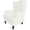 Easy-Going Stretch Wingback Chair Sofa Slipcover 1-Piece Sofa Cover Furniture Protector Couch Soft with Elastic Bottom Spandex Jacquard Small Checks (Wing Chair,Cream)