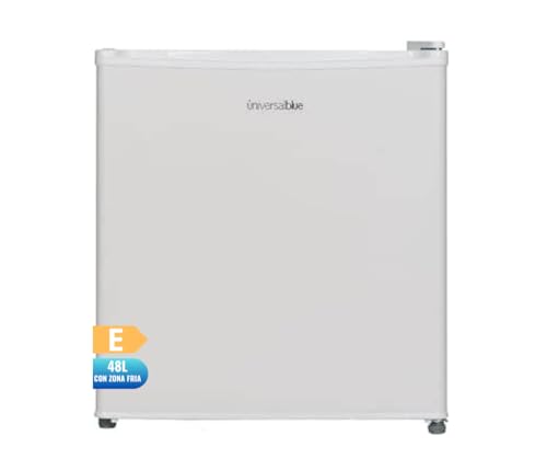 UNIVERSALBLUE | Minibar Blanco 48L | Incluye Zona Fría 0 a -3ºC | Sistema Silencioso | Control Mecánico | Bajo Consumo | Puerta Reversible | 1 estante y 2 cestas