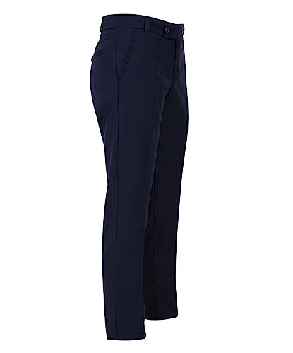 Boys Slim Fit Plain Formal Wedding Party Smart Pants in Navy Blue2