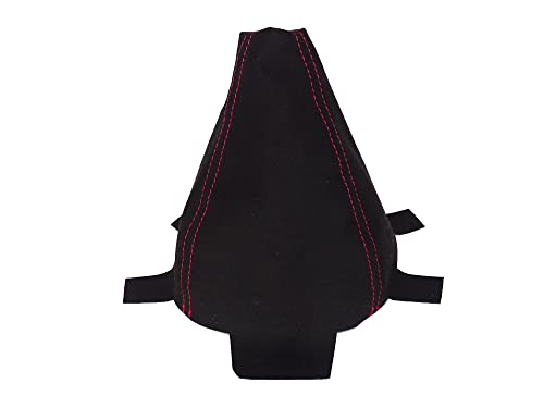 The Tuning-Shop Ltd Compatible with Shift Boot for Honda Civic Coupe EM2, Civic Sedan ES2 2001-2006 Faux Suede Red Stitch