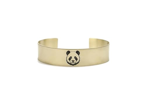 Bracelet personnalisé panda gravé | Cadeau idéal manchette or