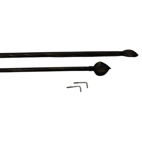 Galeone - Biancheria e Tessuti Coppia Bacchette Per Tende Estensibili In Ferro Battuto Bacchette Per Tende A Vetro Bacchette Tende Terminale A Foglia (30-50 cm, nero oro)