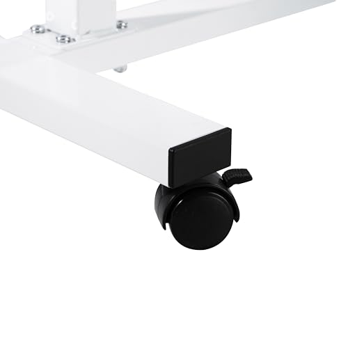Image of Seville Classics Solid-Top Height Adjustable Mobile Laptop Computer Desk Cart Ergonomic Home Office Stand Rolling Table, Overbed (23.6 inch), White