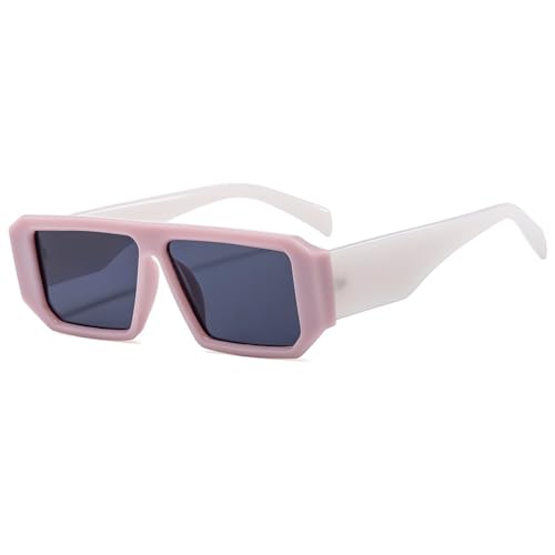 Lunettes de soleil carrées roses grand cadre rétro style cyclisme pour femme