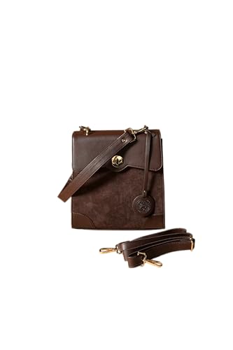 Image of Theater Peggy Satchel Bag for Women | Vintage Structured Crossbody Handbag | Faux Leather Panel with Turn Lock Closure | Classic Medium Shoulder Purse