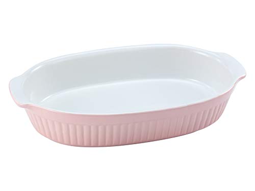 CreaTable Auflaufform oval, Steinzeug, ofenfest bis 250°C, spülmaschinenfest, rosé, 33056, 33,5 x 19 x 5 cm