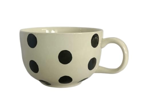 B2SEE Große Kaffeetasse aus Keramik, 500 ml, Schwarz-Weiß Polka...