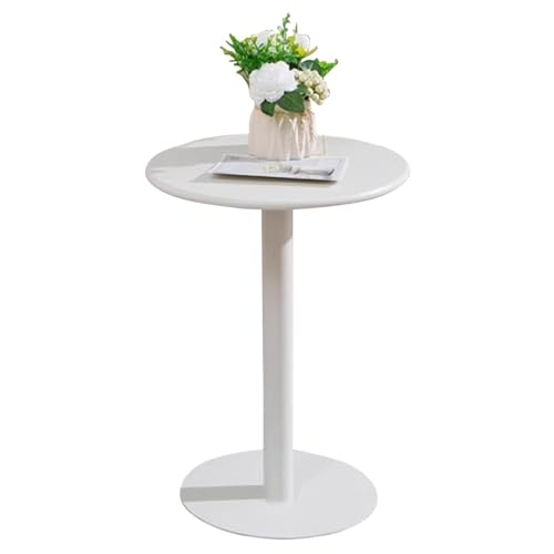 Failjierue Mesa Auxiliar Redonda Blanca pequeña para cóctel, Ideal para Sala de Estar, Comedor, bistró, Pub y Uso en casa u Oficina.(60x72cm)