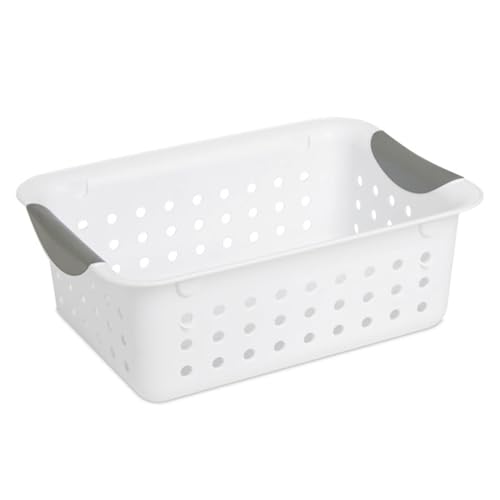 Sterilite 24-Pack Ultra Basket, Open Plastic Bins, Countertop, Cabinet and Closet Organizer, White, Small