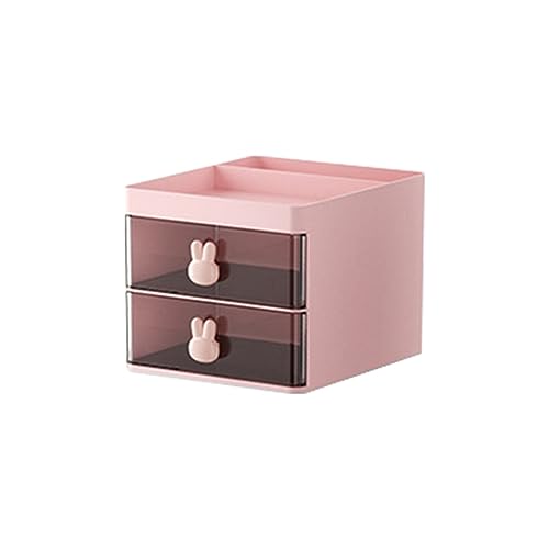 Lrtzizy BoîTe de Rangement de Bureau Tube Tiroir Transparent BoîTe de Rangement Lapin Bureau pour Enfants et éTudiants Ornements de Bureau Rose
