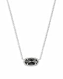 Kendra Scott Elisa Pendant Necklace for Women, Fashion Jewelry, Rhodium-Plated, Black