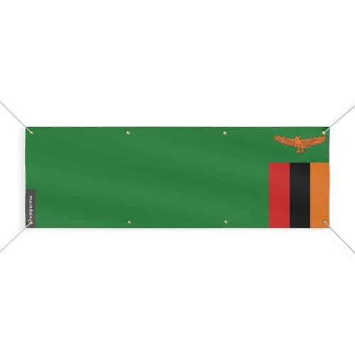 Drapeau de la Zambie résistant au vent fort avec ses 8 oeillets renforcés