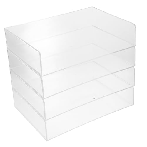 Housoutil 1 Set Clear Acrylic Desk Organizer Stackable File Holder for Office Supplies Transparent Document Tray for Quick Access and Stylish Workspace Storage