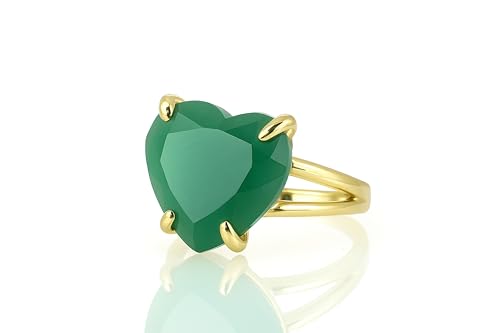 Bijoux en Or 14 Carats pour Femmes : bague double anneau onyx vert