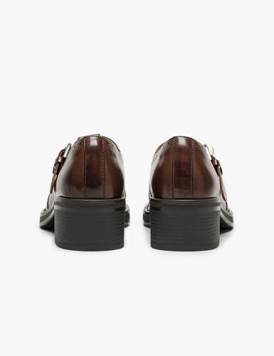 Image of BEAU TODAY Oxford Shoes for Women, Mary Jane Shoes for Women T Strap Leather Wingtip Brogue, Chunky Heel Comfortable Non Slip Dress Work Shoes