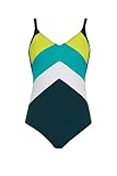 sunflair costume da bagno con scollo a v intero con ciotole blu bianco notte blu spalline regolabili, verde, 44 / 90b