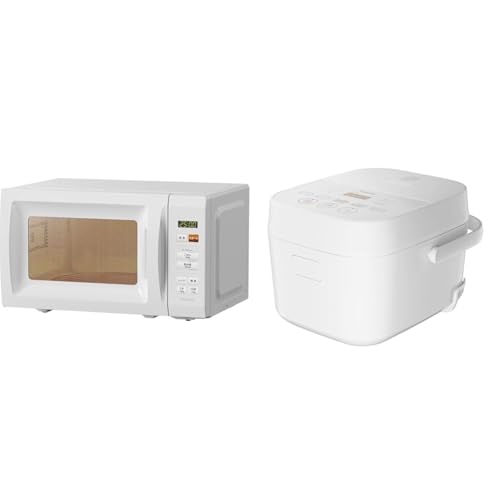 【セット買い】 [山善] 電子レンジ 17L 単機能 一人暮らし 二人暮らし ヘルツフリー ターンテーブル YRM-HF171(W) + 炊飯器 5.5合 マイコン式 低温調理 AMRC-10M(W) ホワイトの商品画像（Amazon）