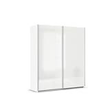 Rauch Meuble à Portes Coulissantes Möbel Quadra, 2 Portes, Blanc/Verre Blanc, avec Pack d'Accessoires Basic 2 Étagères 2 Étagères 2 Tringles à Linge, l X H X P 181X210X62 Cm
