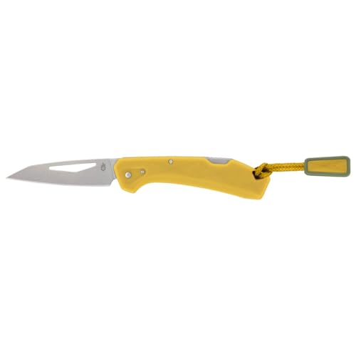 Gerber Lâmina de bolso com cordão, LST Mini, lâmina de aço inoxidável 440A Wharncliffe, escamas de cabo de nylon reforçado com fibra de vidro, comprimento da lâmina: 4,8 cm, amarelo, 1074532