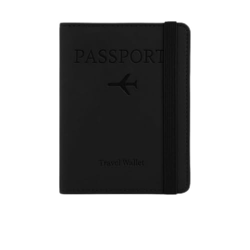 Porta Passaporte Com Elástico Ajustável Organizador De Documentos De Viagem Carteira Porta Cartões Capa Slim Doleira Antifurto Ideal Para Viagens (Preto)