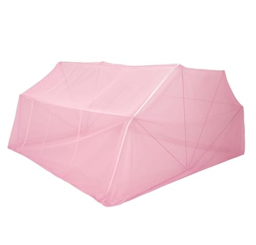 Image of Elegant Premium Cotton Mosquito Net for Qween Size Bed(5x6 Feet Pink) | Foldable Machhardani with High-Density Mesh & Washable
