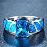 Victoria Jewelry Amazing Shiny Huge Fire Blue Opal Ocean Blue Topaz Silver Rings Size 6-10 (9)