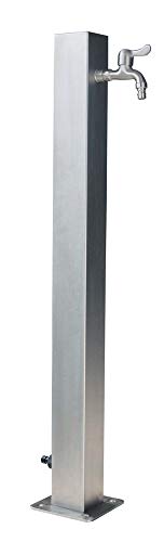 Preisvergleich Produktbild Unbekannt Edelstahl Wasserzapfsäule Zapfsäule Wasserzapfstelle Garten Wasserhahn inkl. Wasserhahn und Schlauchanschluss Eckig V2Aox
