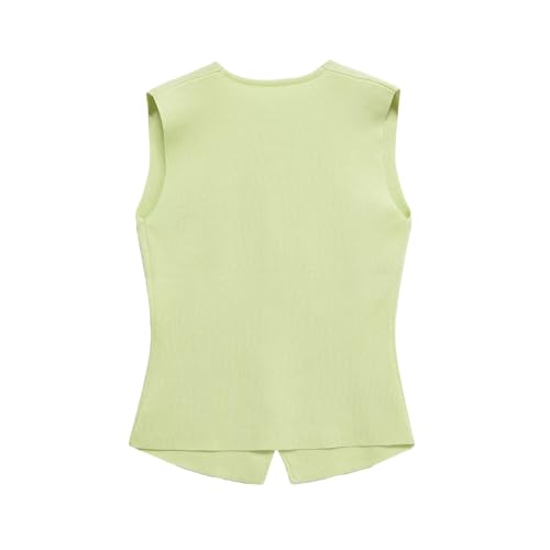 Women's Minimalist Chic Plain Knit Waistcoat Top, Classic Sleeveless V-Neck Button Front Vest2