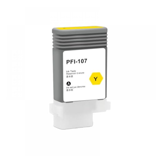 Cartouche d'encre PFI-107 Jaune 130ml compatible avec imprimante grand format Canon iPF670 iPF770