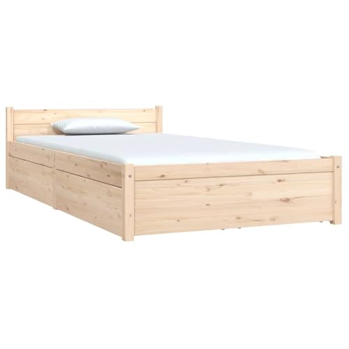 vidaXL Bett mit Schubladen Holzbett Massivholzbett Einzelbett Bettgestell Lattenrost Bettrahmen Schlafzimmerbett Schlafzimmermöbel 100x200cm
