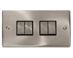 Click Deco VPSC414BK Satin Chrome 4 Gang Switch Black Insert …
