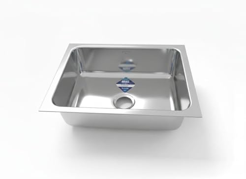 Image of NIRALI Kitchen Sink 27x21x10 Inch 304 Stainless Steel | Single bowl Sink Round Coupling | Rust & Stain Resistant | Glossy Finish | Minimizes Sound Orbis Sink (Glossy, 27 inch x 21 inch x 10 inch)