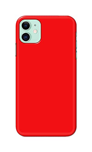Image of Printed Hard Back Cover Case for Apple iPhone 11 Back Cover (Plain Red) -1803
