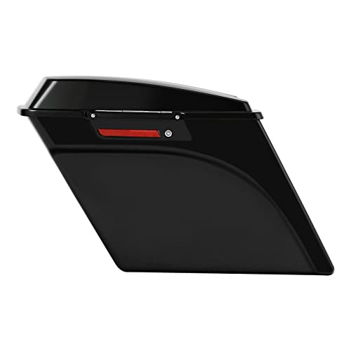 Xfmt Motorcycle Stretched Saddlebags Vivid Black 5" Extended Hard Saddle Bags W/Black Latches For Harley Touring Road King Street Glide Road Glide Electra Glide Ultra Classic 1993-2013 #TOP1