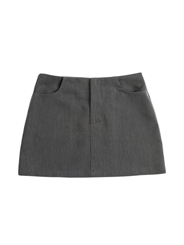 WDIRARA Women's Low Waist Corduroy Straight Streetwear Mini Skirt with Pockets