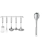 WMF Profi Plus Küchenhelfer Set 6-teilig, Hängeleiste mit 5 Helfer, Schöpflöffel, Schaumlöffel & Profi Plus Spaghettilöffel 32 cm, Cromargan Edelstahl teilmattiert, ideal als Nudelzang WMF Profi Plus Küchenhelfer Set 6-teilig, Hängeleiste mit 5 Helfer, Schöpflöffel, Schaumlöffel & Profi Plus Spaghettilöffel 32 cm, Cromargan Edelstahl teilmattiert, ideal als Nudelzang